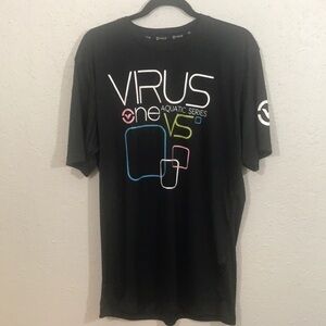 Virus NWT Black Aquatic‎ Series Screen Print Fitted Rash Gaurd size XL